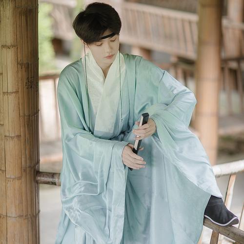 道袍忘忧漱玉词汉原创创明传统汉服男暗纹提花民族服装