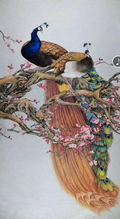 孔雀迎新年(工笔画)2021.1.