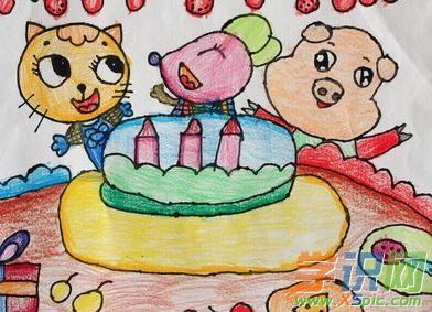 儿童画画生日快乐图片