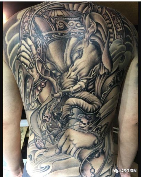 象神纹身 纹身图案 纹身素材 满背象神纹身 象神纹身图片