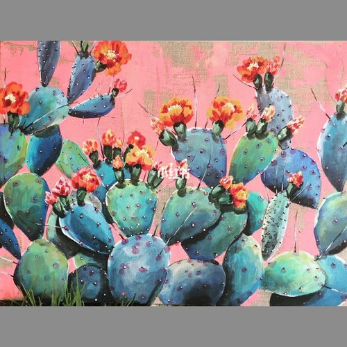 油画/装饰画/清新风/龟背竹/仙人掌植物画