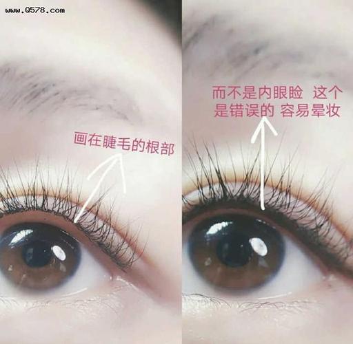 a:内眼线是画在睫毛根部,而不是内眼睑上.