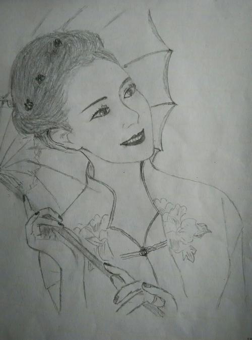 兴趣 红梅铅笔画 写美篇 画古装美女,有时也想穿越到那个时代.