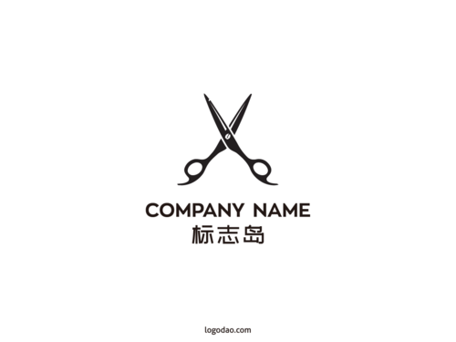 图案标志剪刀理发发艺创意大气简约logo素材矢量图形模板素材下载