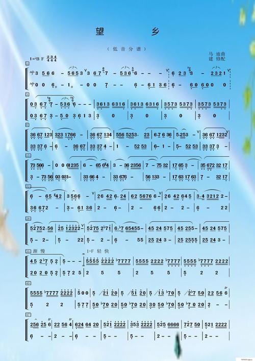 望乡(低音 )其他 轶无名 歌谱简谱网