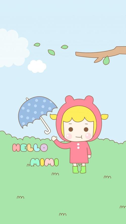 龙猫与小女孩可爱卡通手绘插画,高清图片,手机锁屏