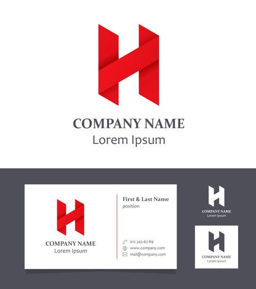 矢量字母标志元素名片设计