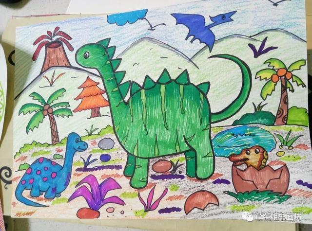 教程|儿童创意水粉画《恐龙》