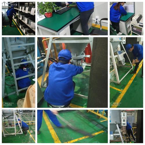 注塑车间物料,加料班组团队协作5s清洁日