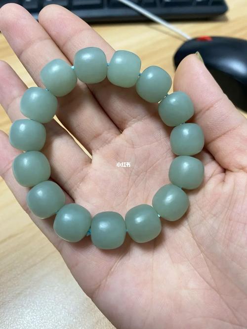 和田玉手串 青白玉 晴水 且末蓝_手串_和田玉_青海料