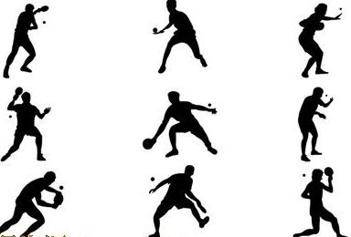 乒乓球运动员剪影笔刷