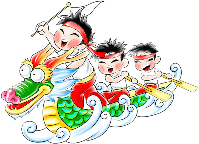 端午赛龙舟卡通折纸贴画