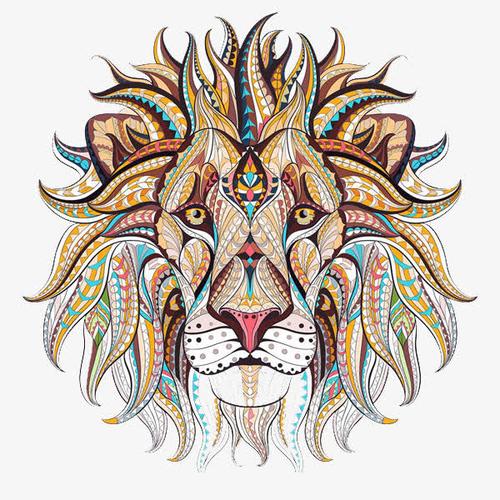 关键词 : 手绘,动物,创意,狮子头,彩色,卡通