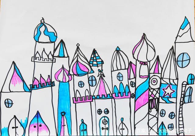 女儿今日画画,城堡.