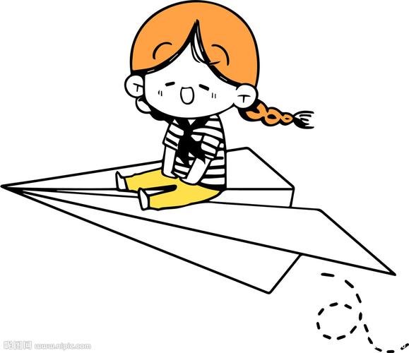 坐飞机的女孩设计图__卡通设计_广告设计_设计图库_昵