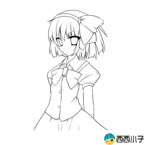 动漫可爱萌女孩简笔画