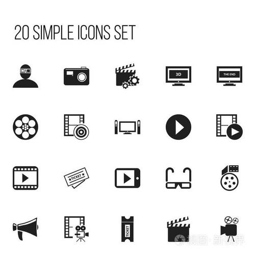 包括 clapperboard, 摄影, 平板电脑游戏和更多的符号.