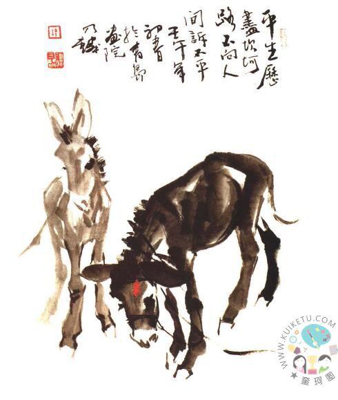 国画写意毛驴的画法