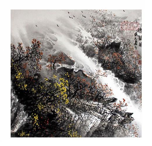 马国立画家《水墨勾皴 完美契合》