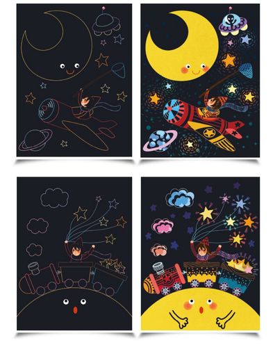 【京东超市】美乐(joanmiro)儿童刮画纸 梦幻刮刮画 星月夜 手工绘画