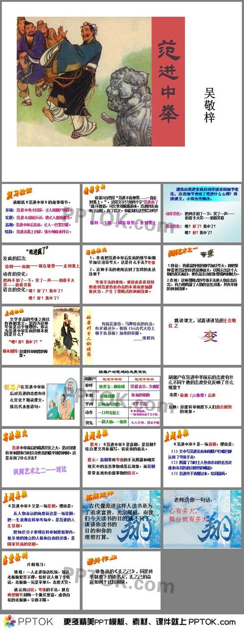 课件探究ppt,主要是了解课文的内容,概括《范进中举》的故事情节