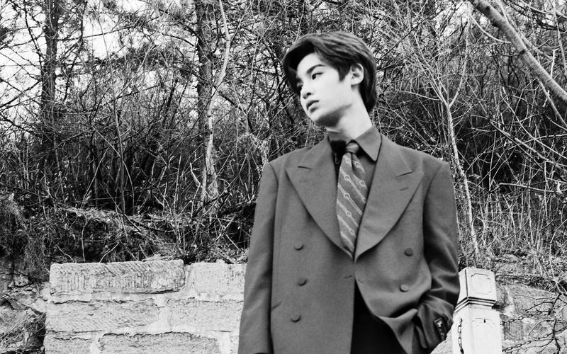 电脑壁纸 明星 大陆明星 时尚帅气西装男孩黄明昊慵懒户外写真