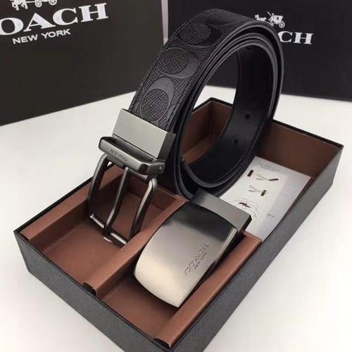 蔻驰coach男士皮带腰带双面可裁剪双扣礼盒装