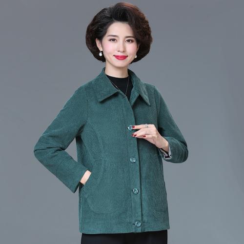 的妈妈装外套5060岁中年人上衣冬秋季新款中老年条绒夹克品牌女装视频