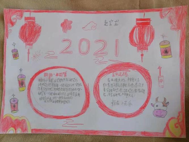 迎新春 过大年"手抄报汇演 写美篇 赵宝龙甄子辰孩子们,站在新年的门