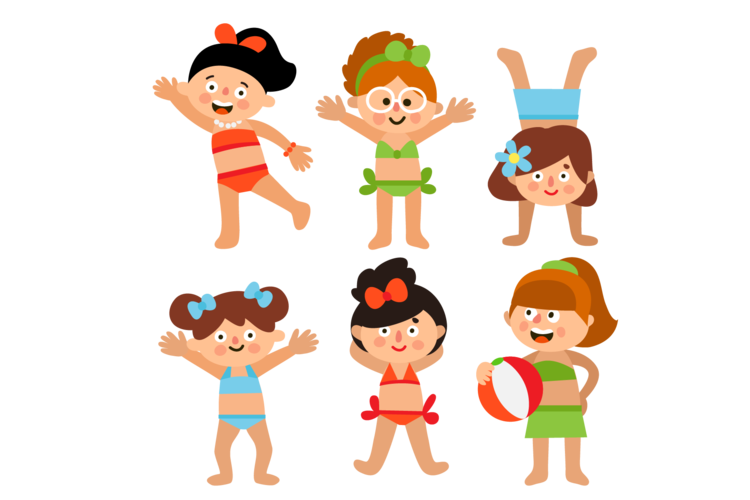 "卡通泳衣小女孩"