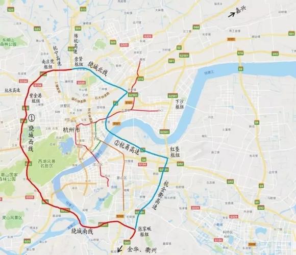 ②杭金衢高速—红垦枢纽—杭甬高速—杭州绕城北线