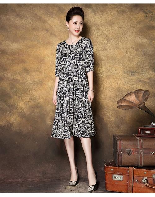 华哥弟情大码真丝连衣裙夏气质高贵显瘦妈妈桑蚕丝贵