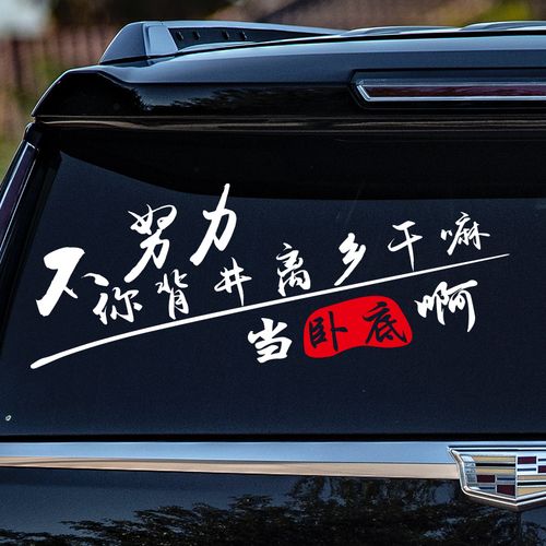 不努力你背井离乡干嘛当卧底啊网红车贴奋斗吧青春创意文字车贴