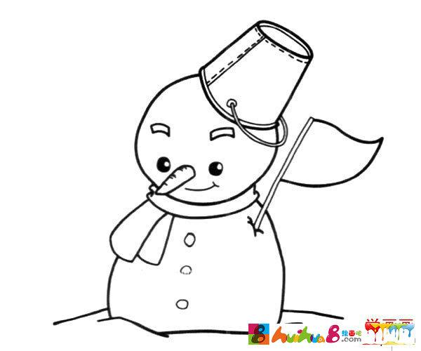 插着旗子的雪人简笔画图片怎么画简笔画教程_绘画吧-画画