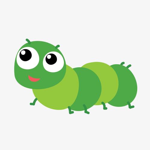 矢量手绘卡通绿色毛毛虫无抠图p