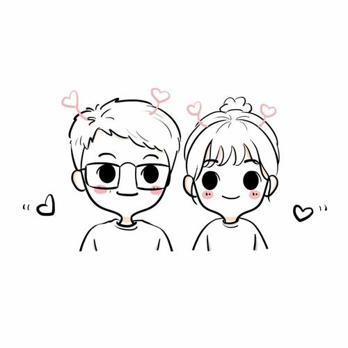 情侣简笔画头像分享 甜甜的感觉真好～_简笔画_卡通_画个简笔画_素材