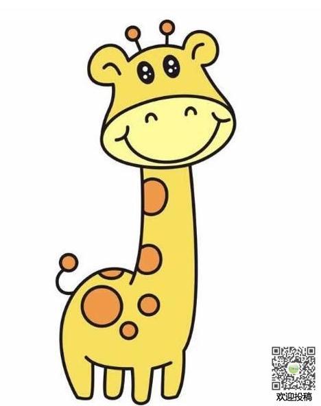 呆萌的长颈鹿上色简笔画要怎么画