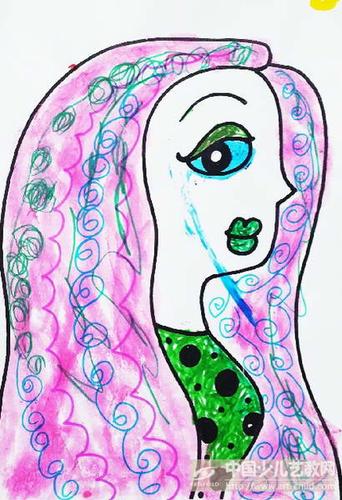 儿童画-妈妈的新发型-《少儿画苑》第19届国际少儿书画大赛获奖作品