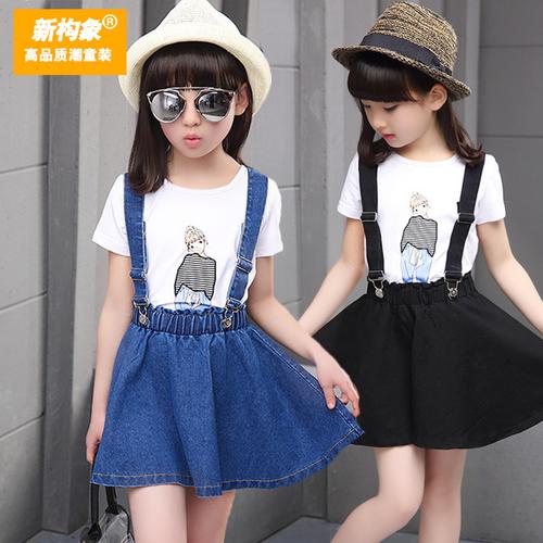 小学生牛仔套装女夏