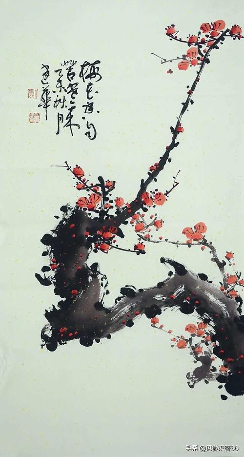 河南画家王建华先生国画梅花作品