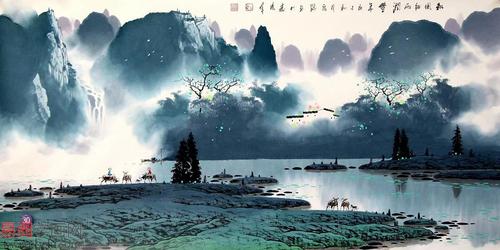 画家张泉踪漓江彩墨山水画作品欣赏太美了十二图