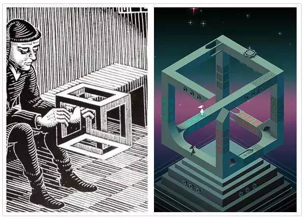 《纪念碑谷》中的移动,大量使用了"不可能图形"概念,也就是画面中