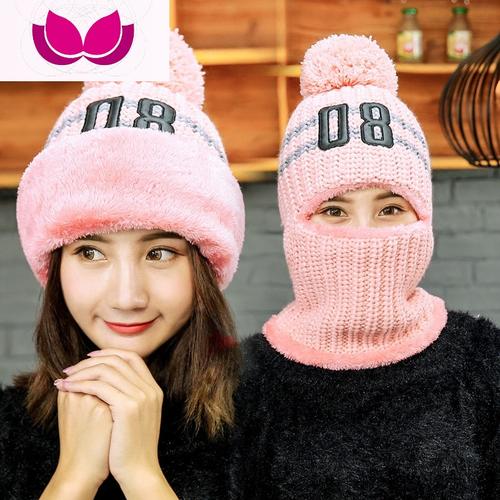 七斓帽子女秋冬季骑车加绒毛线帽韩版百搭针织帽女士冬天护耳保暖防风