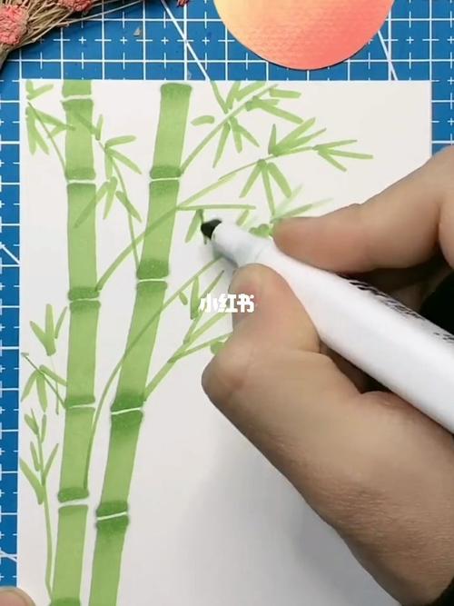 画竹子:用82年的马克笔画一笔停一下!_简笔画_手绘_简