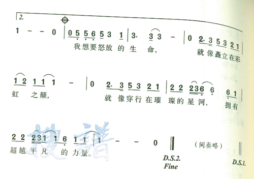 怒放的生命 简谱