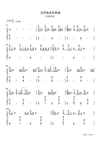 克罗地亚狂想曲(马克西姆)简谱!