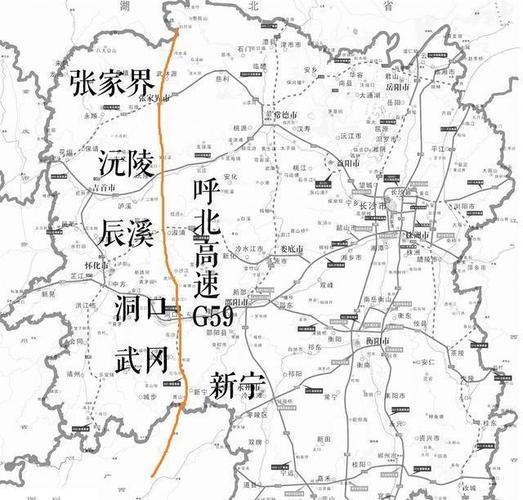 呼北高速公路湖南段走向图