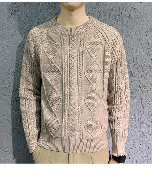 雅鹿雅鹿 冬款粗线手工编织毛衣男加厚保暖冬季粗针纯