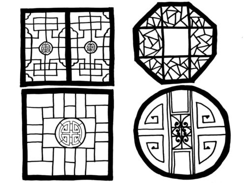简笔画  线描画  素材|古代窗棂_简笔画_素材_教程_美图