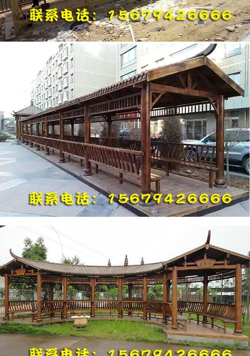 防腐木古建长廊栈道户外实木葡萄架庭院凉亭木屋室外仿古亭子廊架_7折